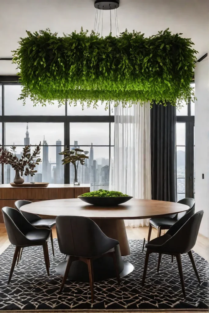 Contemporary dining area with biophilic accents