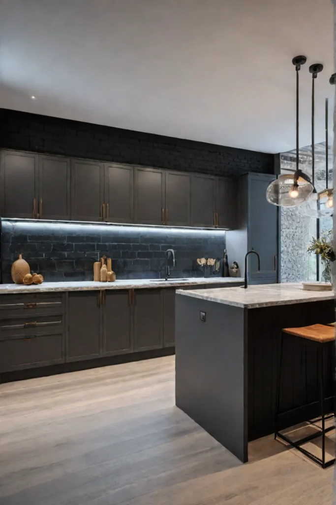 Contemporary kitchen design with contrasting textures