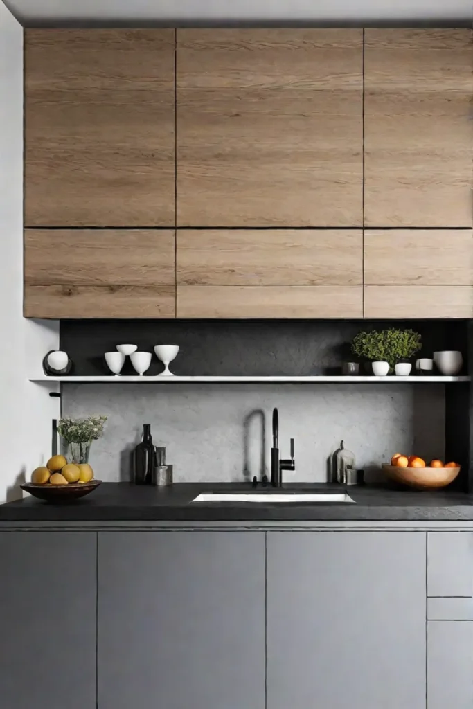 Contemporary kitchen design with mixed materials and textures