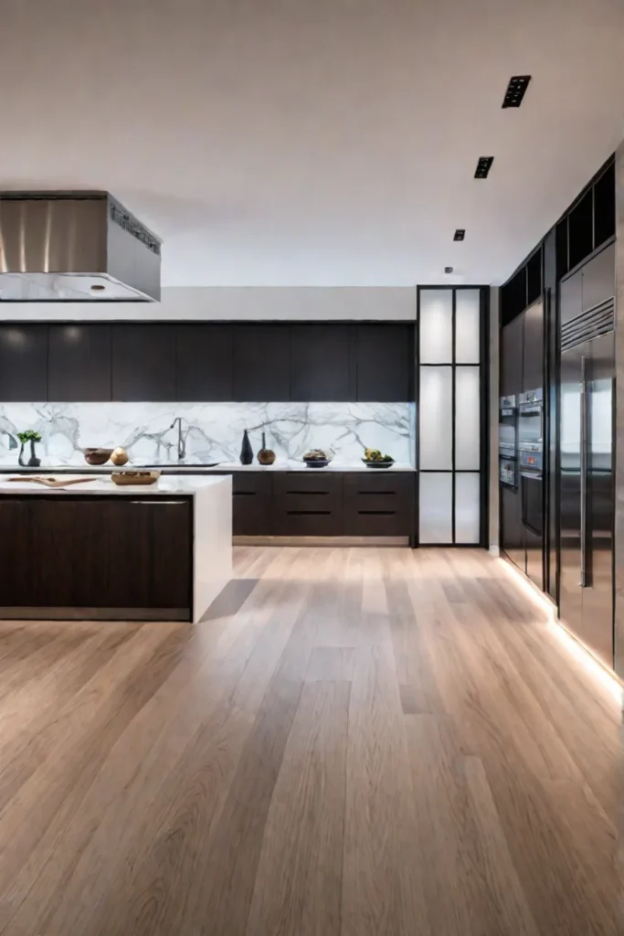 Contemporary kitchen with quartz countertops