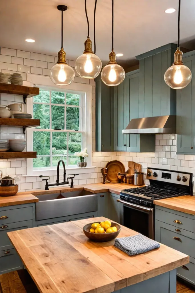 Cottage kitchen with open shelving