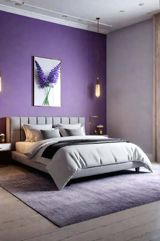 Cozy bedroom plush bed Himalayan salt lamps