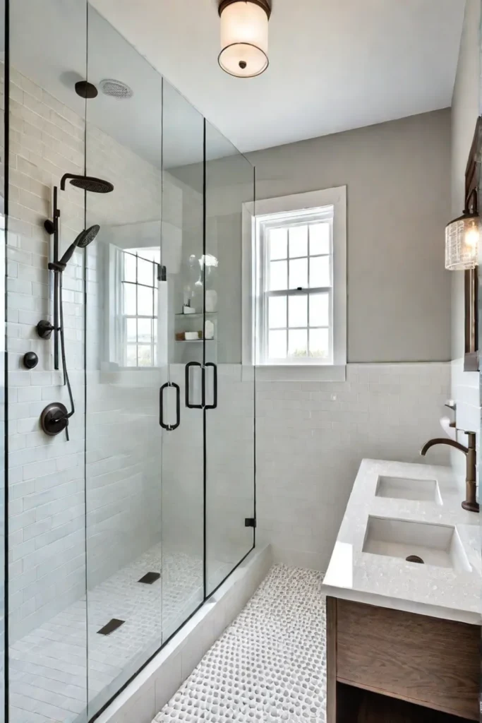 Cozy transitional bathroom with a spalike atmosphere