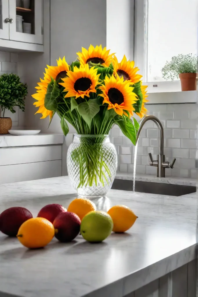 DIY kitchen makeover with sunflowers