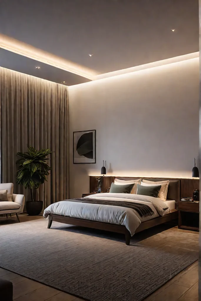 Dimmable ambient lighting setting the mood in a bedroom