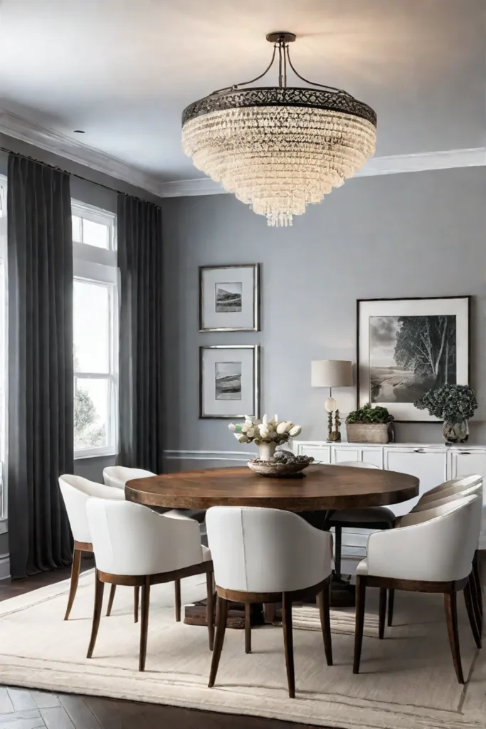 Eclectic dining room layered lighting vintage charm