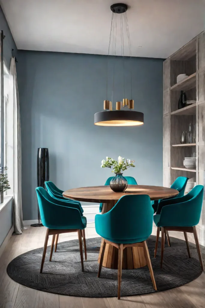 Eclectic dining room recycled plastic chairs sustainable furniture design