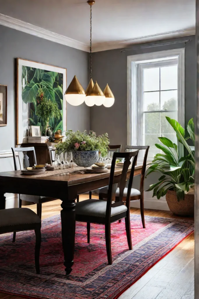 Eclectic dining room with vintage charm