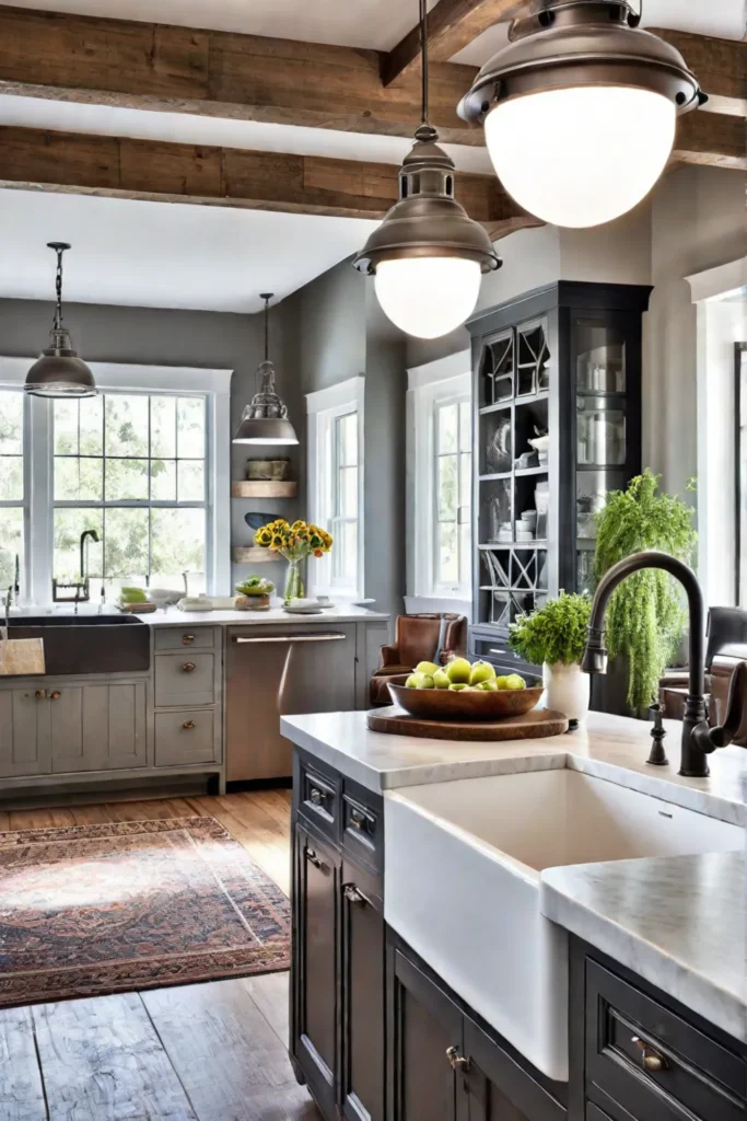 Eclectic kitchen blending contemporary and vintage design elements