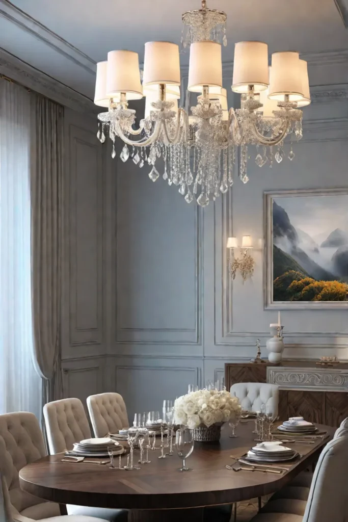 Elegant dining room chandelier sconces artwork