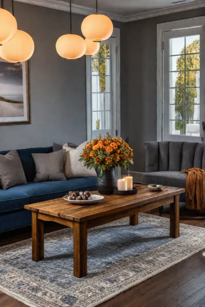 Fall living room with festive coffee table