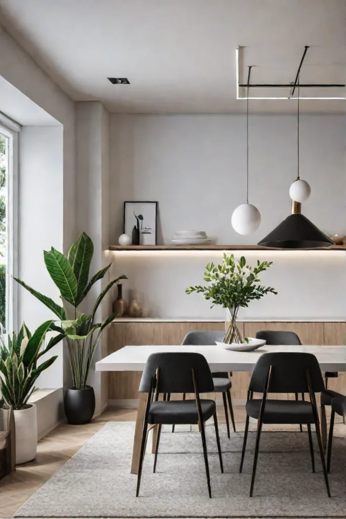 Floating shelves minimalist dining room