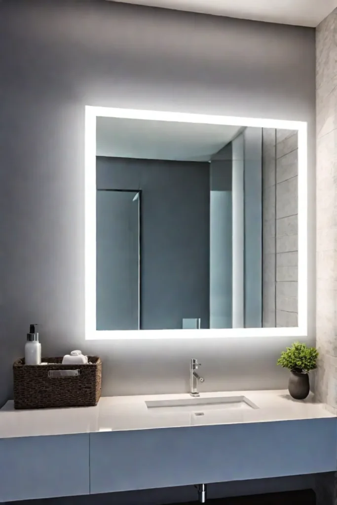 Hightech bathroom with voiceactivated smart home hub