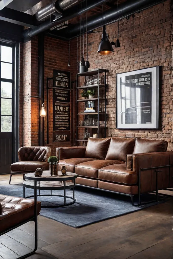 Industrialstyle small living room with exposed brick