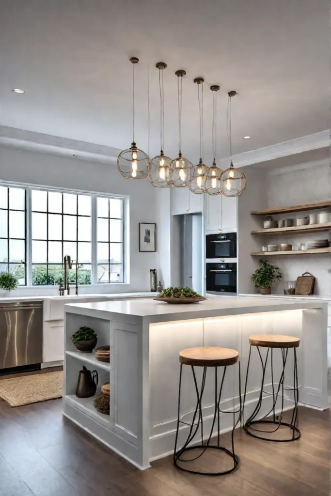 Kitchen with layered lighting design