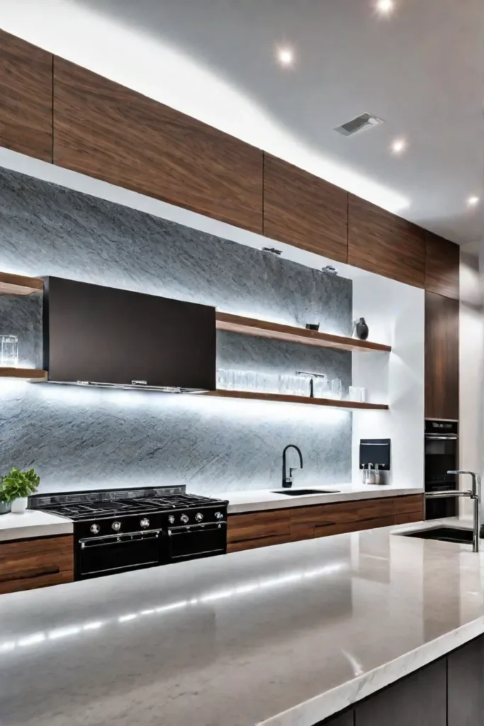 Layered lighting in a modern kitchen