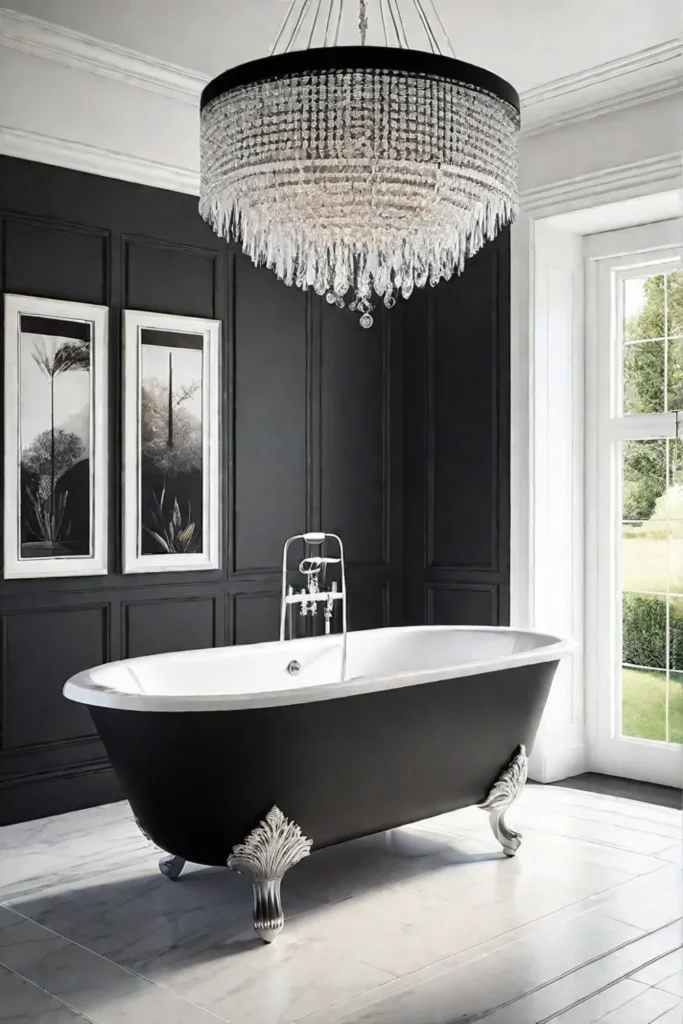 Luxurious bathroom blending classic and contemporary styles