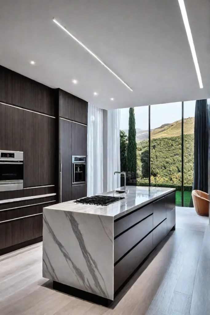 Luxurious modern kitchen with marble