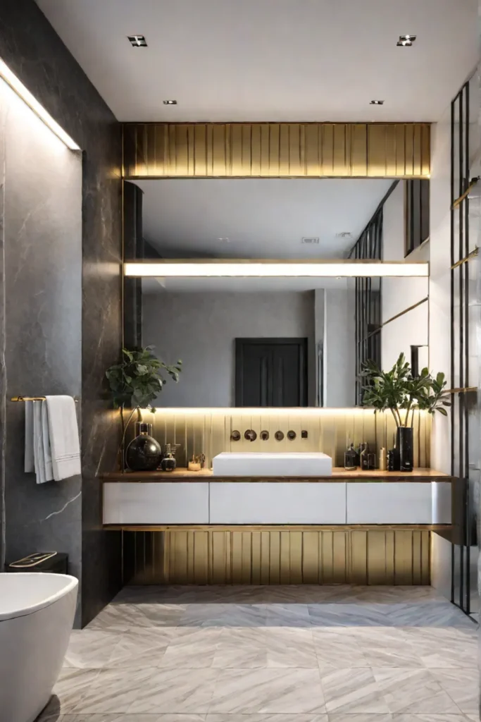 Luxurious small bathroom with spalike atmosphere and gold accents