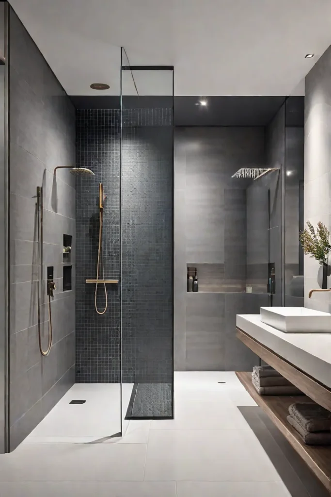 Minimalist bathroom with smart shower system