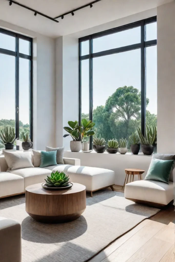 Minimalist decor coffee table styling indoor plants