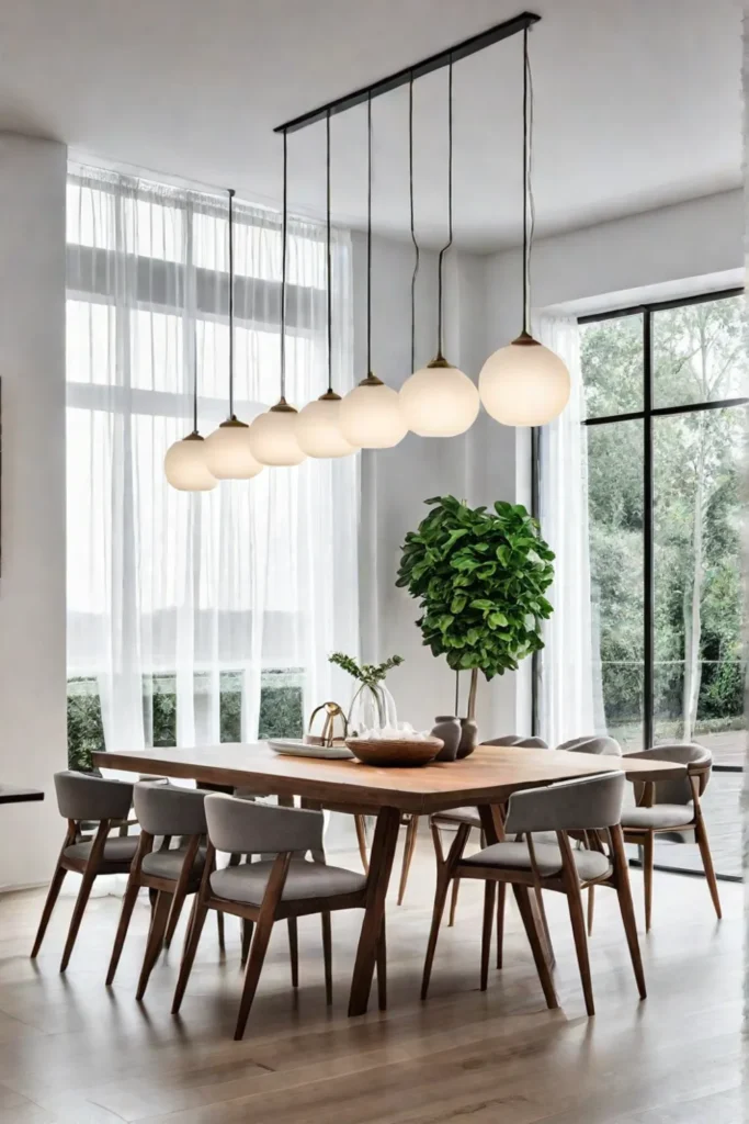 Minimalist dining room visual interest vertical space