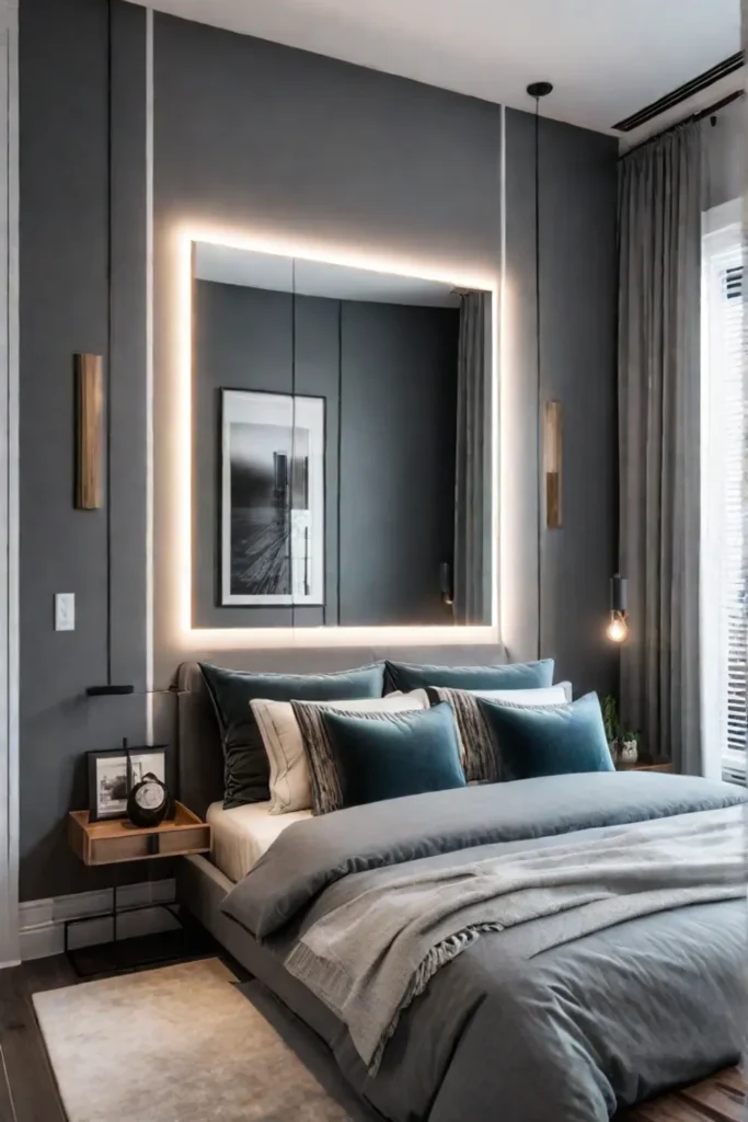 Modern and spacious small bedroom with a focus on design and functionality