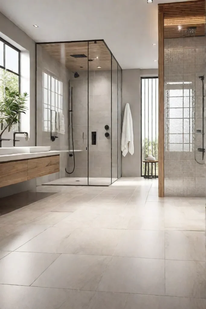 Modern bathroom design with luxurious neutral tiles
