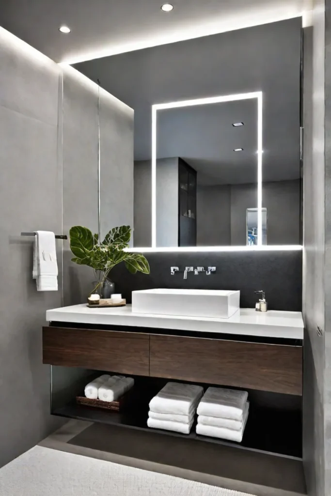 Modern bathroom with floating vanity and minimalist decor