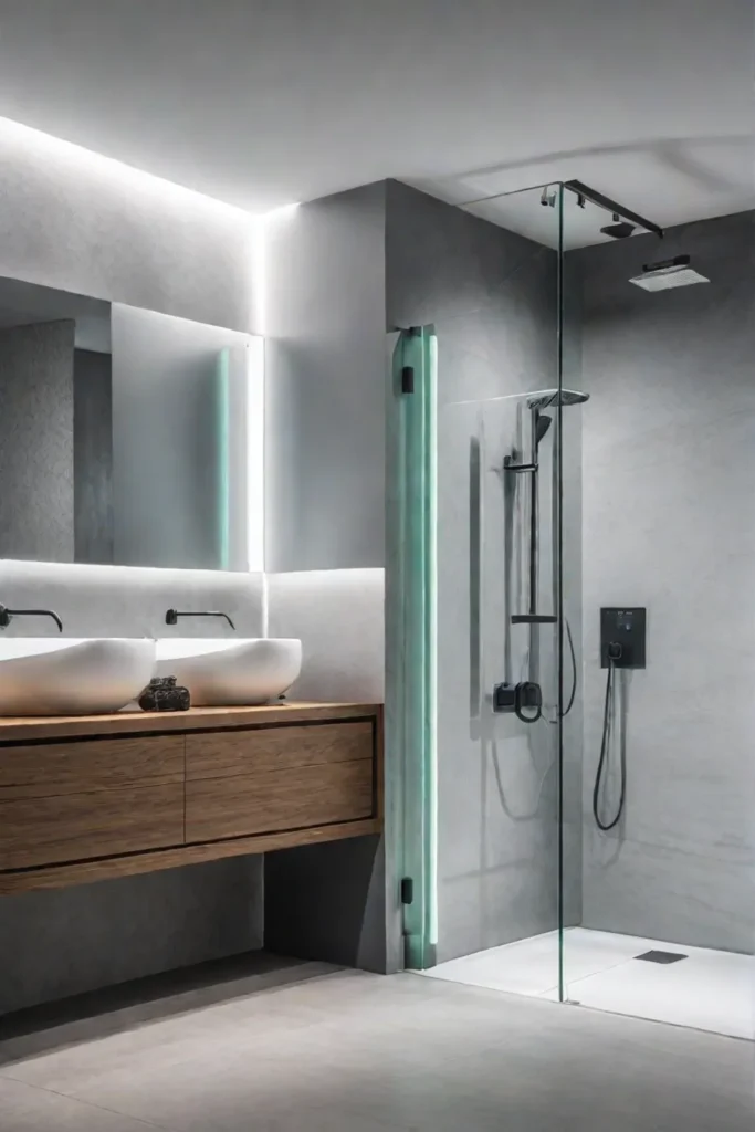 Modern bathroom with smart technology and sustainable features