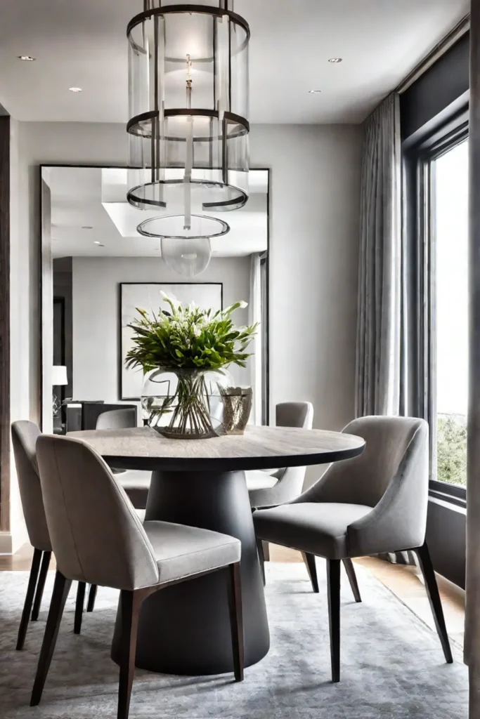 Modern compact dining area with lightenhancing elements