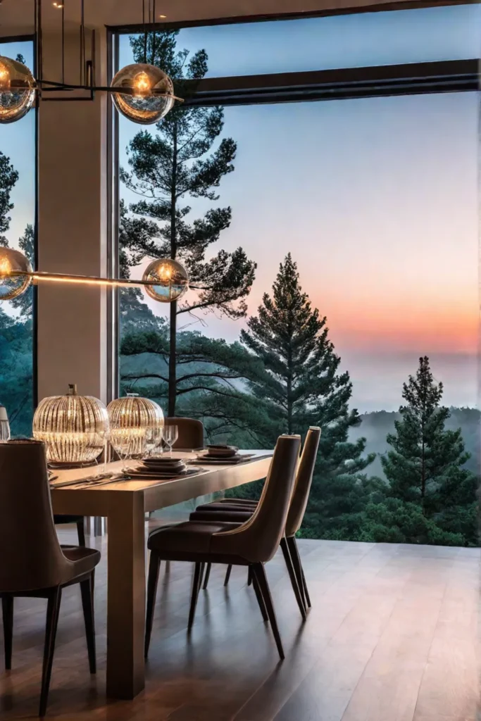 Modern dining room chandelier sunset