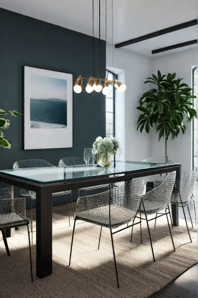 Modern dining room recycled glass and metal furniture sustainable design
