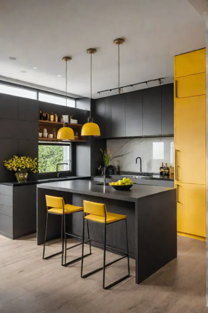 Modern kitchen design with contrasting elements and a touch of industrial style