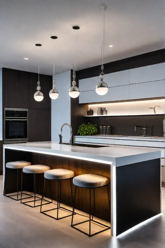 Modern kitchen layered lighting