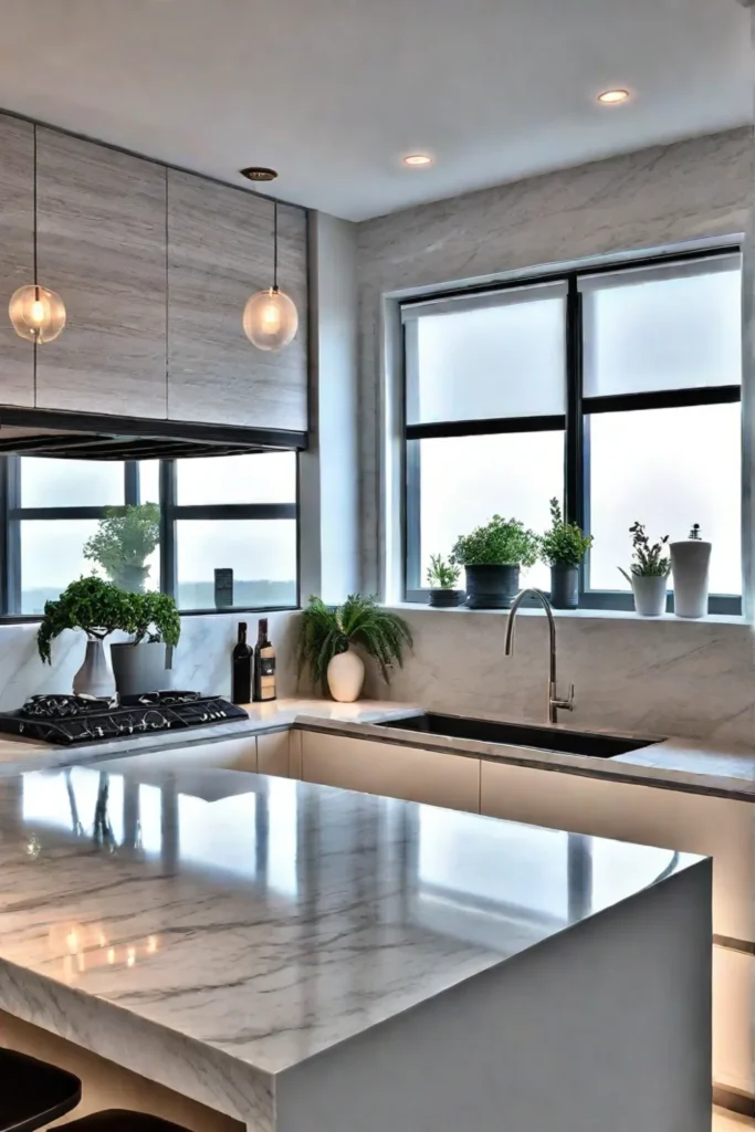 Modern kitchen with granite countertops