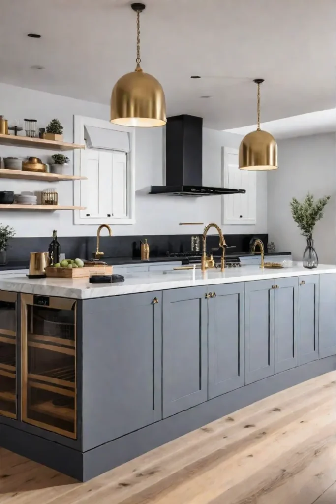 Modern kitchen with jewel tones