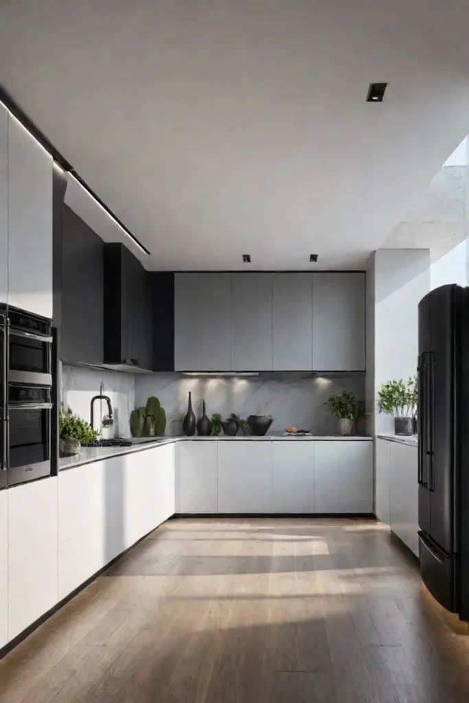 Modern kitchen with matte black appliances