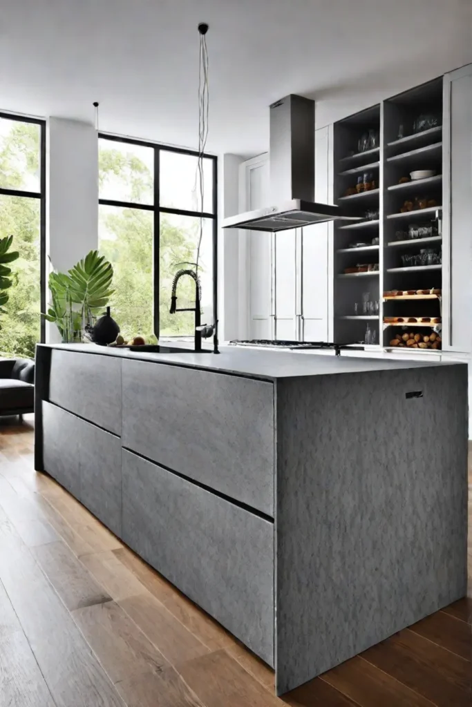 Modern kitchen with recycled paper composite countertop