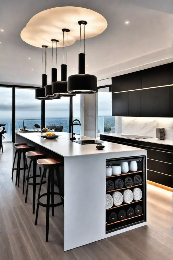 Multifunctional kitchen island with builtin storage