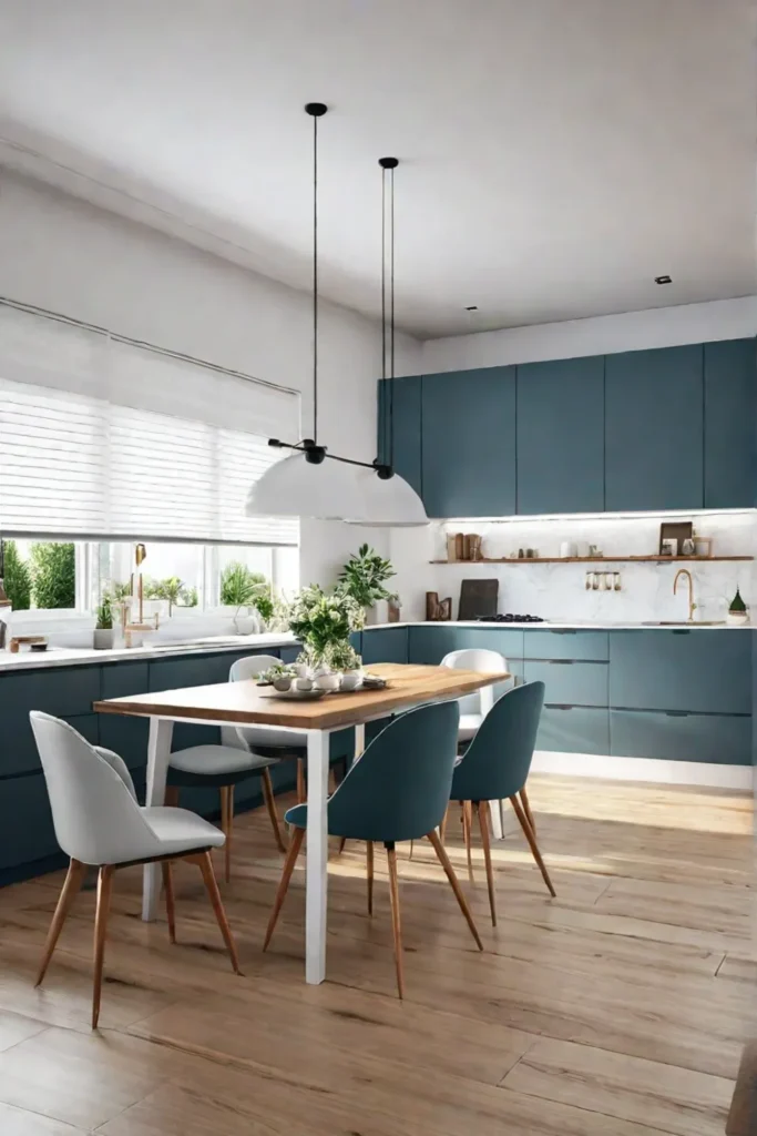 Multifunctional kitchen with dining area and seating