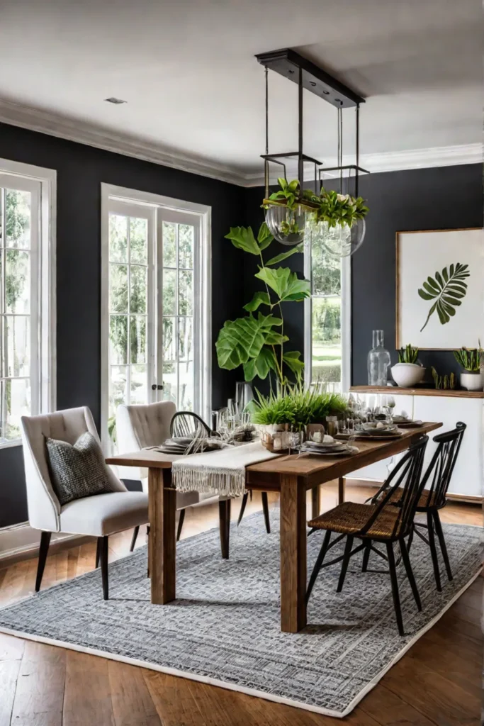 Natural textures in dining room