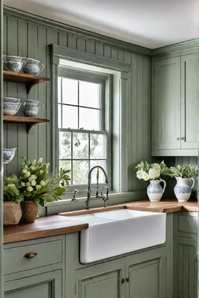 Painted paneling cottage kitchen