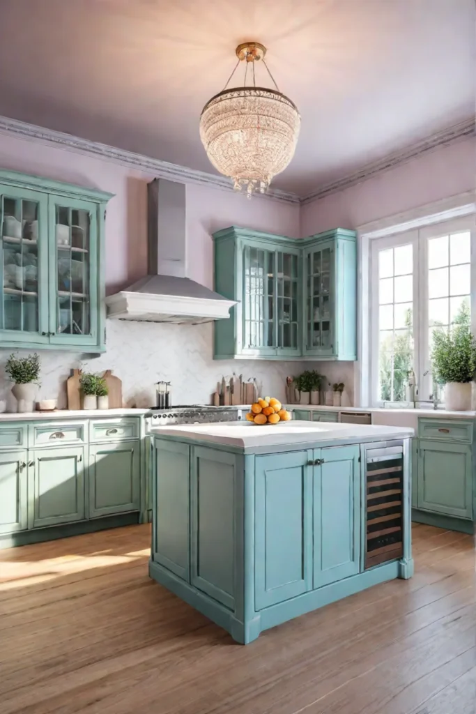 Pastel kitchen cabinets for a feminine touch
