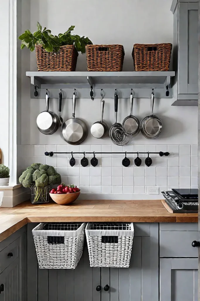 Practical cottage kitchen storage solutions
