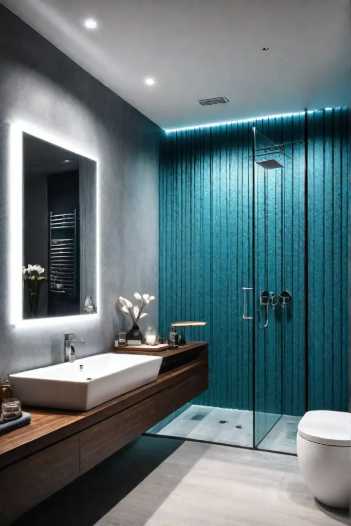 Relaxing bathroom with rainfall shower and smart features