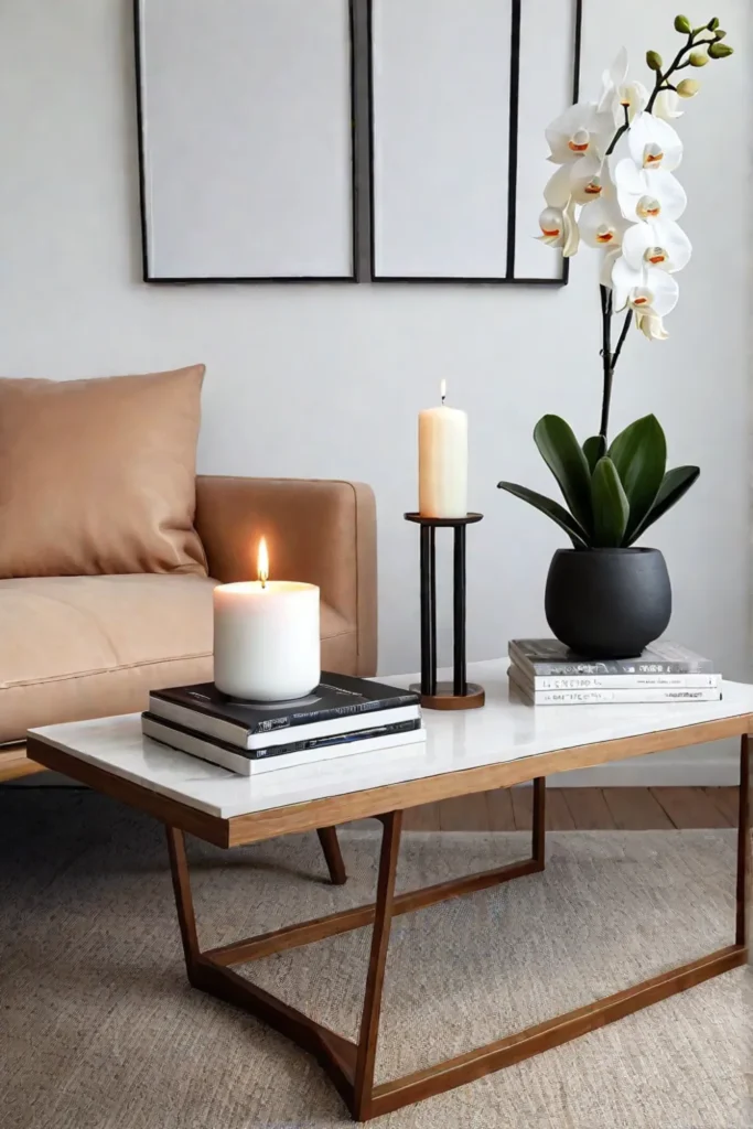 Scandinavian coffee table styling with minimalist decor