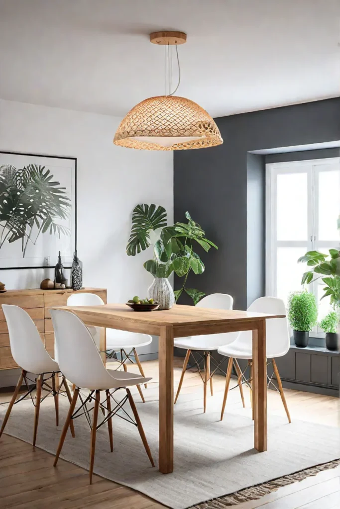 Scandinavian dining room with botanical accents