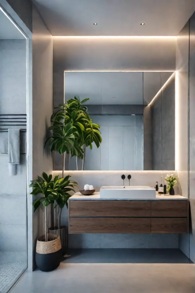 Sleek bathroom design with minimalist aesthetics and energyefficient lighting