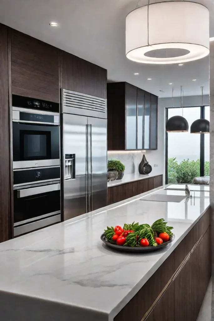 Smart kitchen featuring a smart refrigerator and oven emphasizing userfriendliness